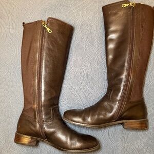 Women's Trotters WIDE CALF Tall leather boot "Lucia Too" chocolate 8.5 EUC